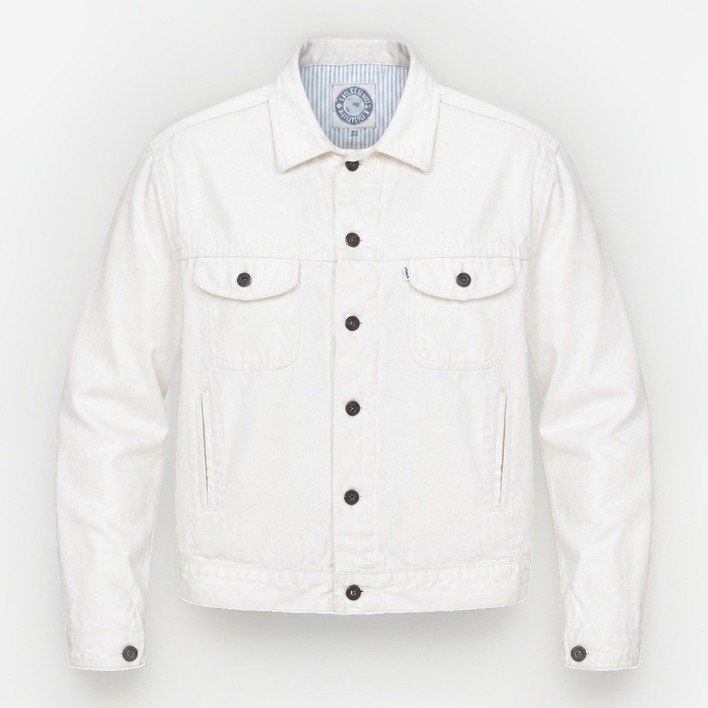 Rare Vintage White Levi's Denim Trucker Jacket Men's XL Made in USA 75066-0251